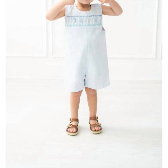 NEW RUTH AND RALPH seashells smocked benjamin jonjon in light blue - Picture 1 of 4